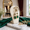 Emerald Green Rectangle Drop Earrings - image 1